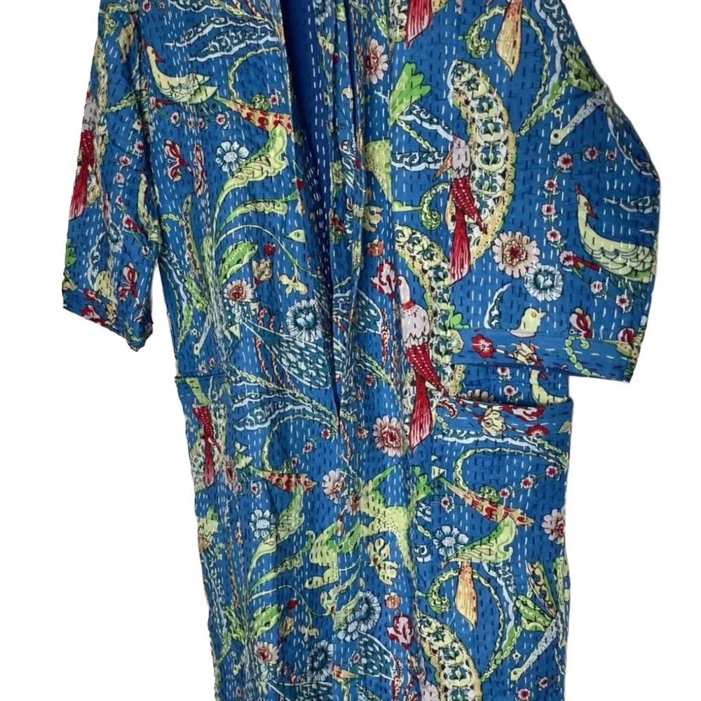 Kantha Robe Jacket Floral Kantha Robe Exotic Bird Lover Warm Gift